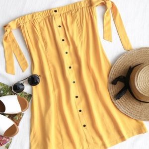Yellow Button Up Mini Dress